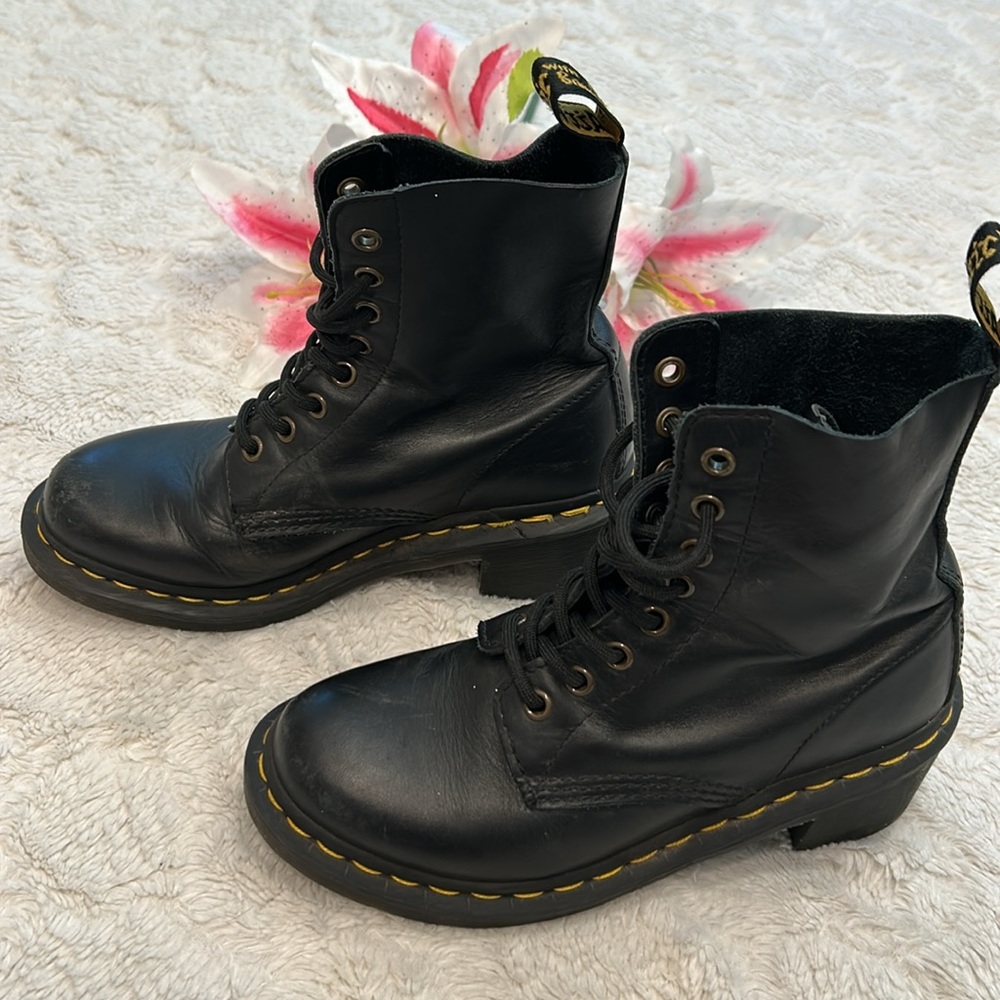 Dr Martens Black Lace Up Heeled Boots